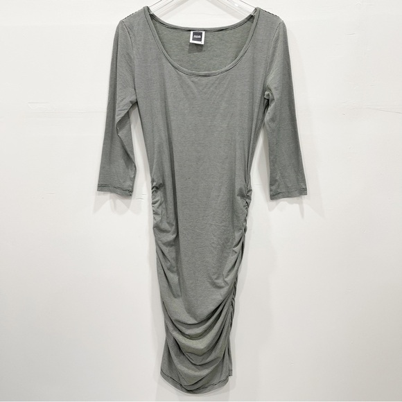 NOM Green Stripe Bodycon Maternity Dress Medium - Picture 1 of 7